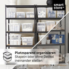 SmartStore - 10x Aufbewahrungsbox mit Deckel Classic 14L (40x30x18cm) | Stapelbare Box mit Deckel | Lebensmittelechte Kunststoffbox | Plastikbox mit Deckel & verstärkten Ecken | 10 Jahre Garantie