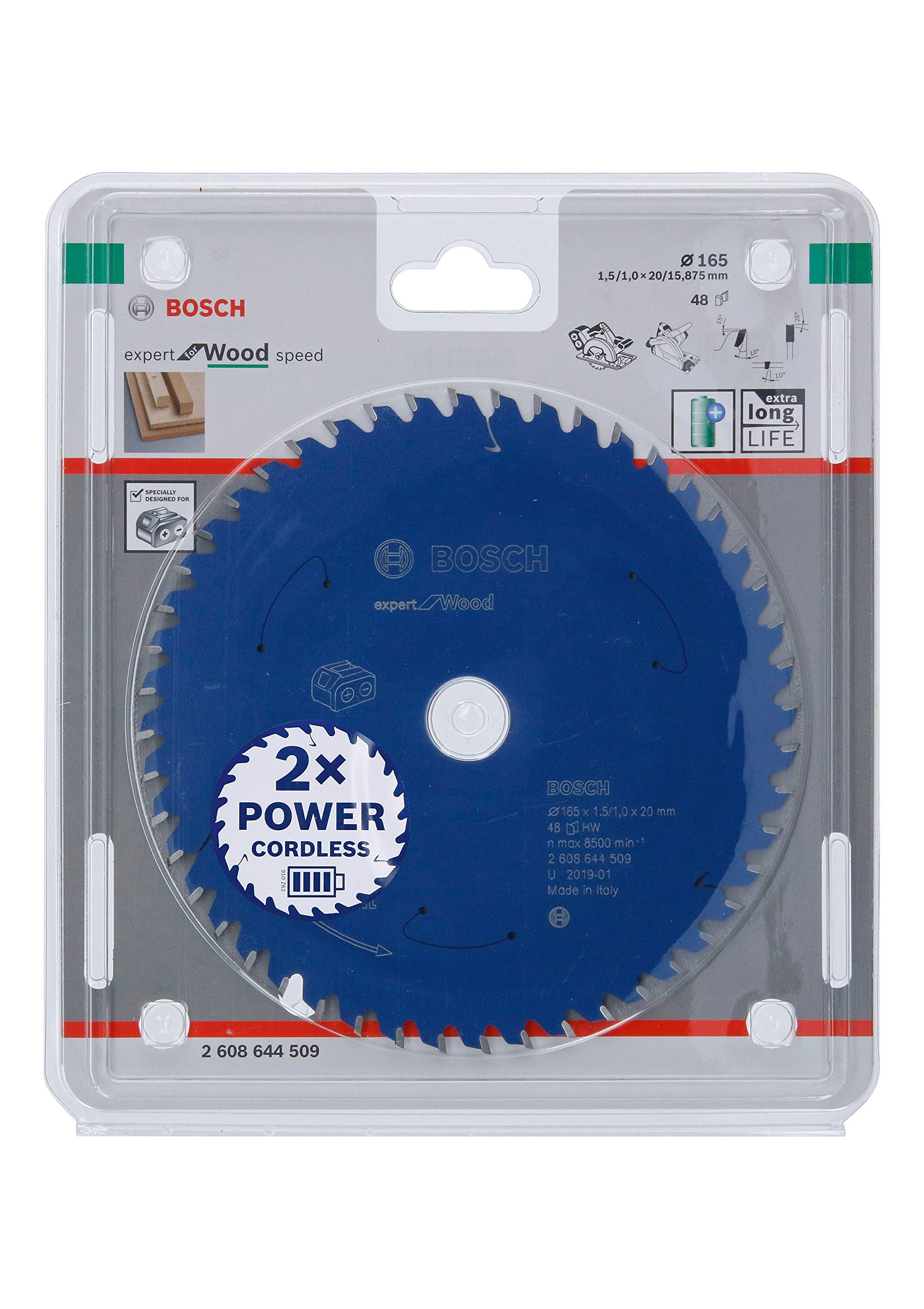 Bosch Professional 1x Kreissägeblatt Expert for Wood (Holz, Sägeblatt Ø 165 x 20 x 1,5 mm, 48 Zähne, Zubehör Akku Kreissäge)