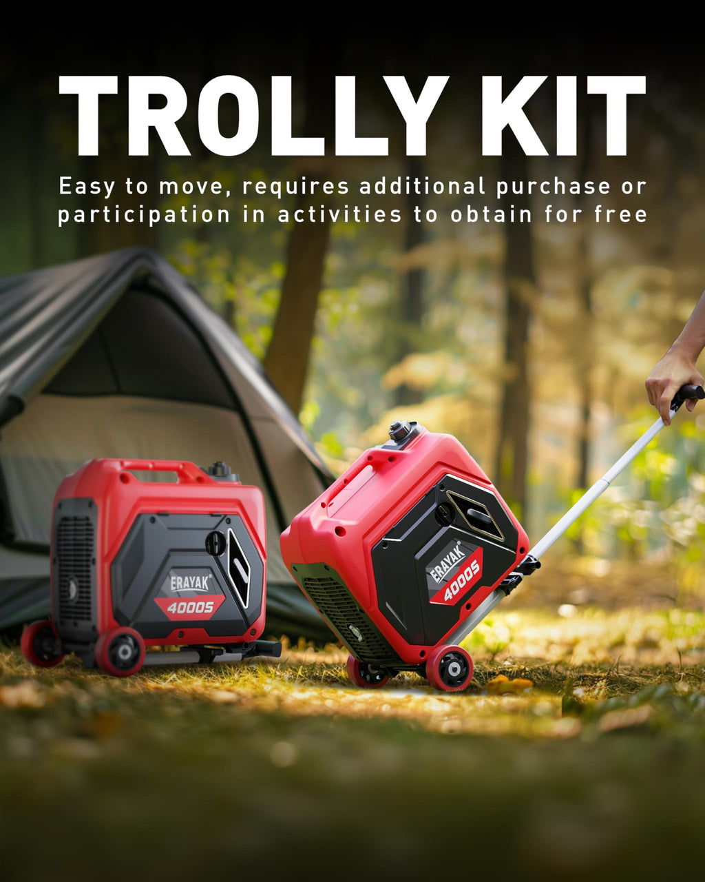 ERAYAK 4000W Notstromaggregat Leise Benzin Inverter Stromerzeuger Stromaggregat Generator Stromgenerator mit Ölsensor ECO-Modus für Camping, Wohnmobile (EYG4000S)