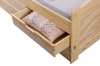 Inter Link - Funktionsbett - Kinderbett - Einzelbett mit Stauraum - Bett mit Schubladen - 2 Liegeflächen 90x200cm - Kiefer massivholz - inkl. Lattenrost - Natur lackiert - Marinella 90x200cm