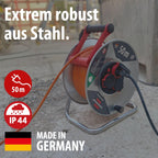 Brennenstuhl Garant S V2 IP44 Kabeltrommel 50m outdoor (Made in Germany, Kabel in Signalfarbe orange, Stahlblech, kurzfristiger Einsatz im Außenbereich)