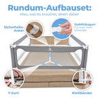 Zwergenbuddy® Rausfallschutz Boxspringbett & Elternbett (180x200cm) [8-teiliges Rausfallschutz Bett Set] Stabilitätsstange & Zwischenraumschutz – Bettgitter ist Laborgeprüft