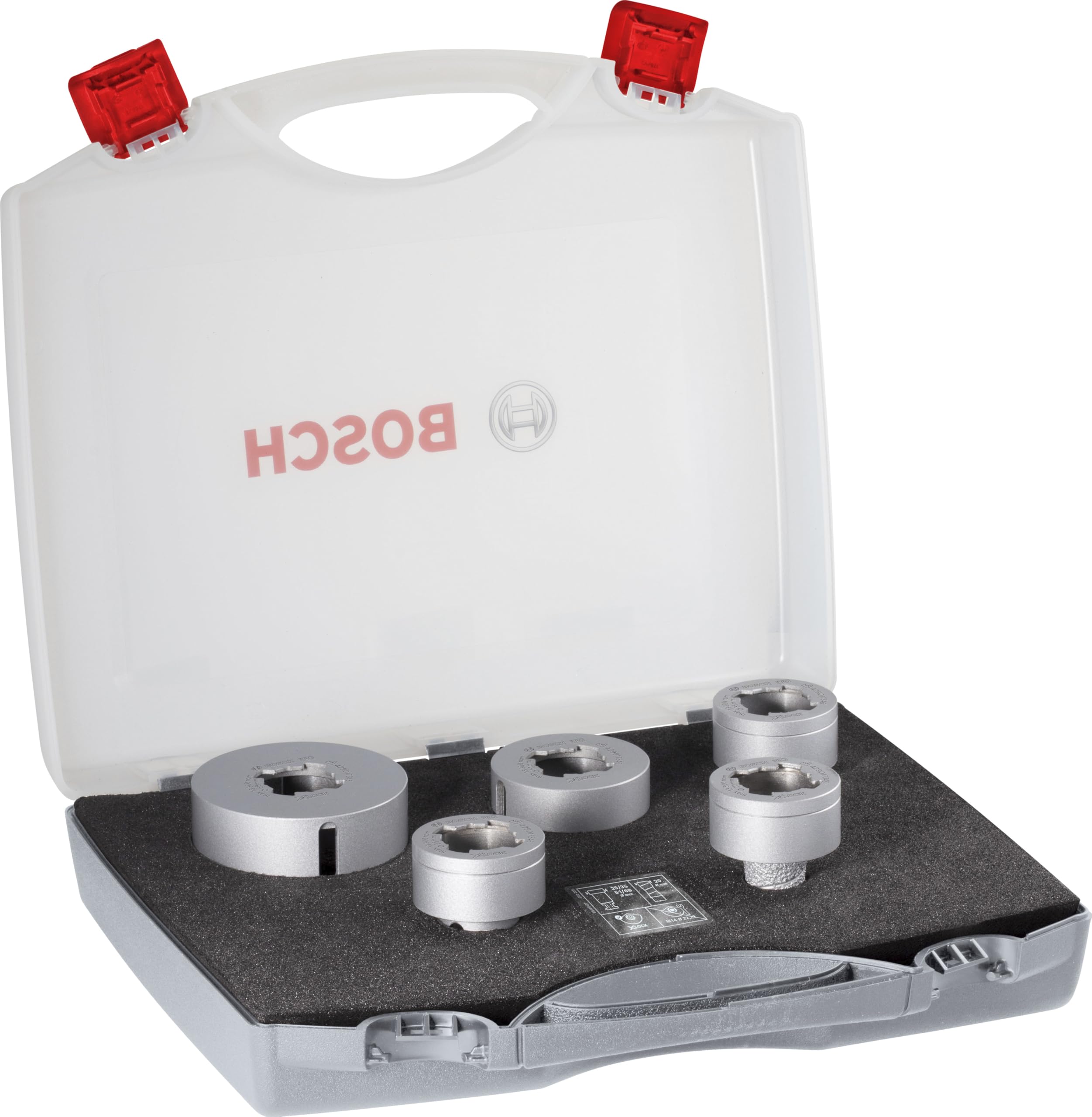 Bosch 5x PRO Ceramic dry Diamond Core Cutter Set for X-Lock und kleine Winkelschleifer (für Fliesen, Harte Fliesen, Ø 20,0, 25,0, 35,0, 51,0, 68,0 mm, Professional Zubehör Kleiner Winkelschleifer)