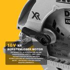DEWALT XR 18V Bürstenloser 184mm Handkreissäge, Führungsschienen-kompatibel, 58mm Schnitttiefe, Werkzeuglose Einstellung, TSTAK Koffer, LED, AirLock Staubabsaugung, Solo-Gerät – DCS572NT-XJ