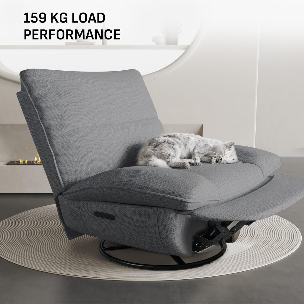 Softa Entspannungssessel, Manueller Schaukelstuhl mit verstellbarer Fußstütze, Seitentaschen, gepolsterte Sitzfläche und Rückenlehne, bequemer Liegesessel für das Wohnzimmer, Grau
