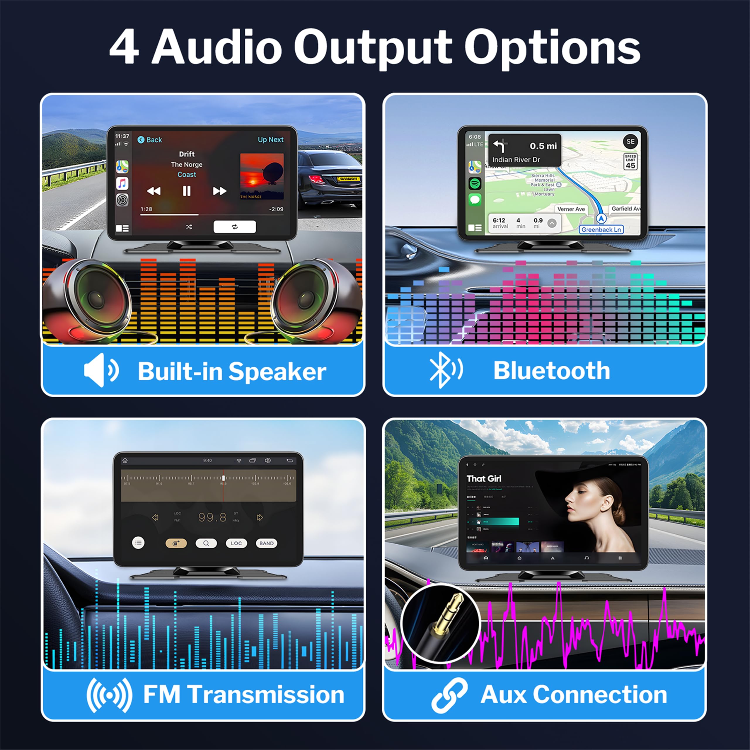 Carplay Android Auto Display 7 Zoll Touchscreen Car Play Bildschirm mit Rückfahrkamera Carplay-Autoradios mit siri/Googlee Assistant,GPS Navigation,Bluetooth,Mirror Link