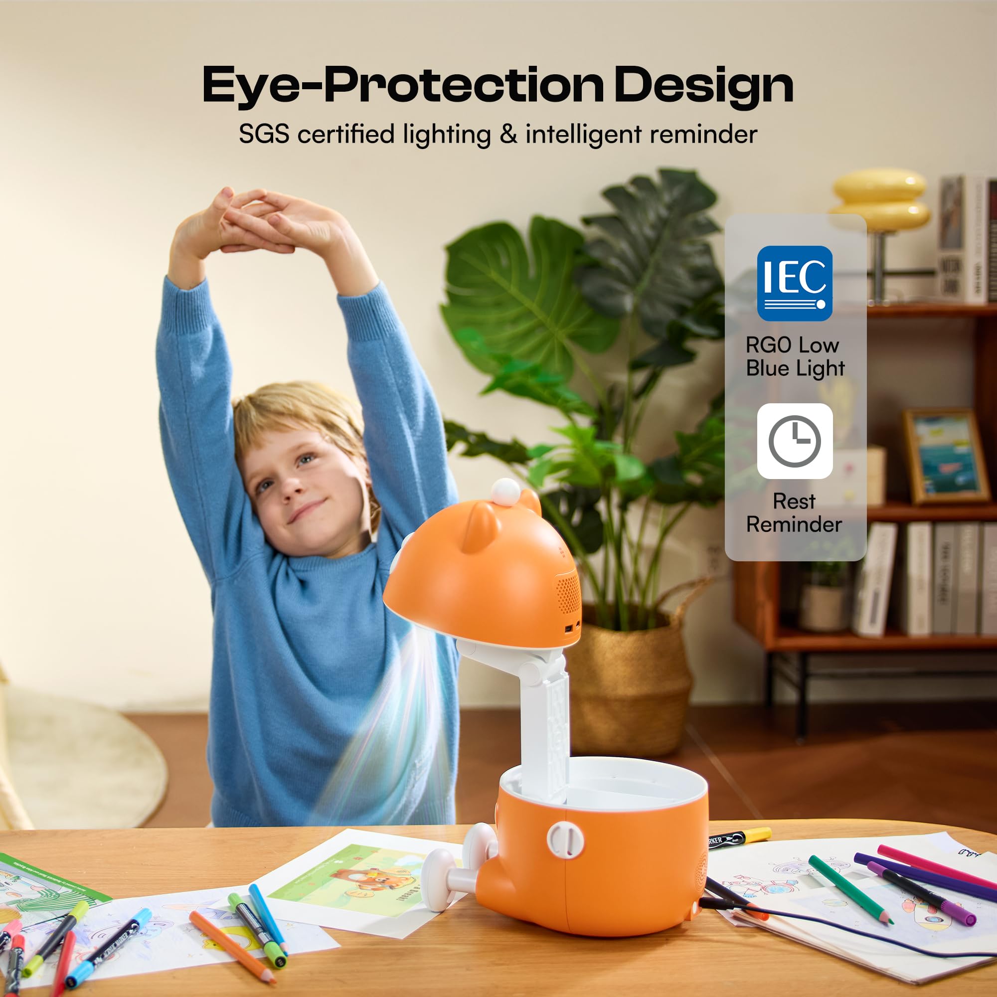 Caydo T3 KI-Zeichenprojektor für Kinder, Zeichenlern-Projektor mit 700+ Aktivitäten, Native 720P HD Bluetooth-Projektor, Kreativ-Lernspielzeug Jungen & Mädchen ab 5+