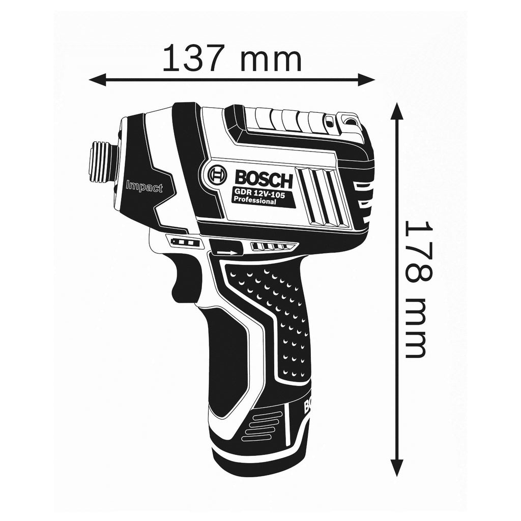 Bosch Professional 12V System Akku Drehschlagschrauber GDR 12V-105 (inkl. Einlage, ohne Akku/ Ladegerät)
