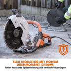 Evolution R300DCT Betonsäge Elektrische Steinsäge 2400W Steinschneidemaschine Trennjäger 300 mm Sägeblatt Diamantblatt Trennscheibe, 115 mm Schnitttiefe, schneidet Mauerwerk Gehwegplatten Beton