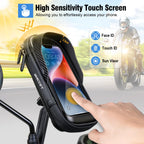 WACCET Handyhalterung Motorrad Wasserdicht, Motor Halterung 360° Drehbarer Handyhalter für Motorrad Spiegel mit Sonnenblende Touch ID Roller Handyhalterung für Smartphone is zu 7,2" (Schwarz)