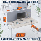 RICOO ZAP1680-G Akustik Trennwand Schreibtisch 160 x 80cm Sichtschutz Schreibtisch Trennwand Filz Pinnwand Grau Geräuschdämmung Akustik Diffusor Schallschutz Büro Tischtrennwand mit Tischklemme