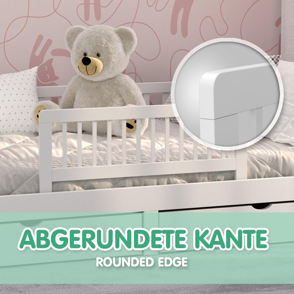 CADANI Kinder Bettgitter 90x40 cm - Baby Bettschutzgitter klappbarer Rausfallschutz aus Massivholz für Elternbett und Kinderbett - weiß