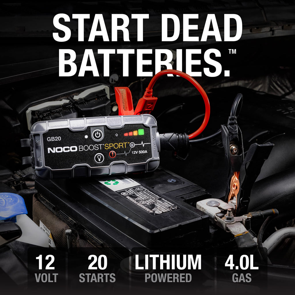 NOCO Boost GB20: 500A UltraSafe Starthilfe Powerbank – 12V Lithium-Starthilfegerät & Starterkabel – Tragbarer Booster für Benziner bis 4,0L