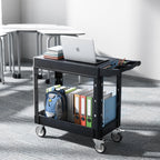 VEVOR Werkzeugwagen, 250 kg Tragkraft, Werkstattwagen, Mehrzweckwagen aus Kunststoff mit Zwei Ablagen & 360°-Lenkrollen (2 mit Bremse), geeignet für Lager, Garage, Reinigung, 1015x450x850 mm