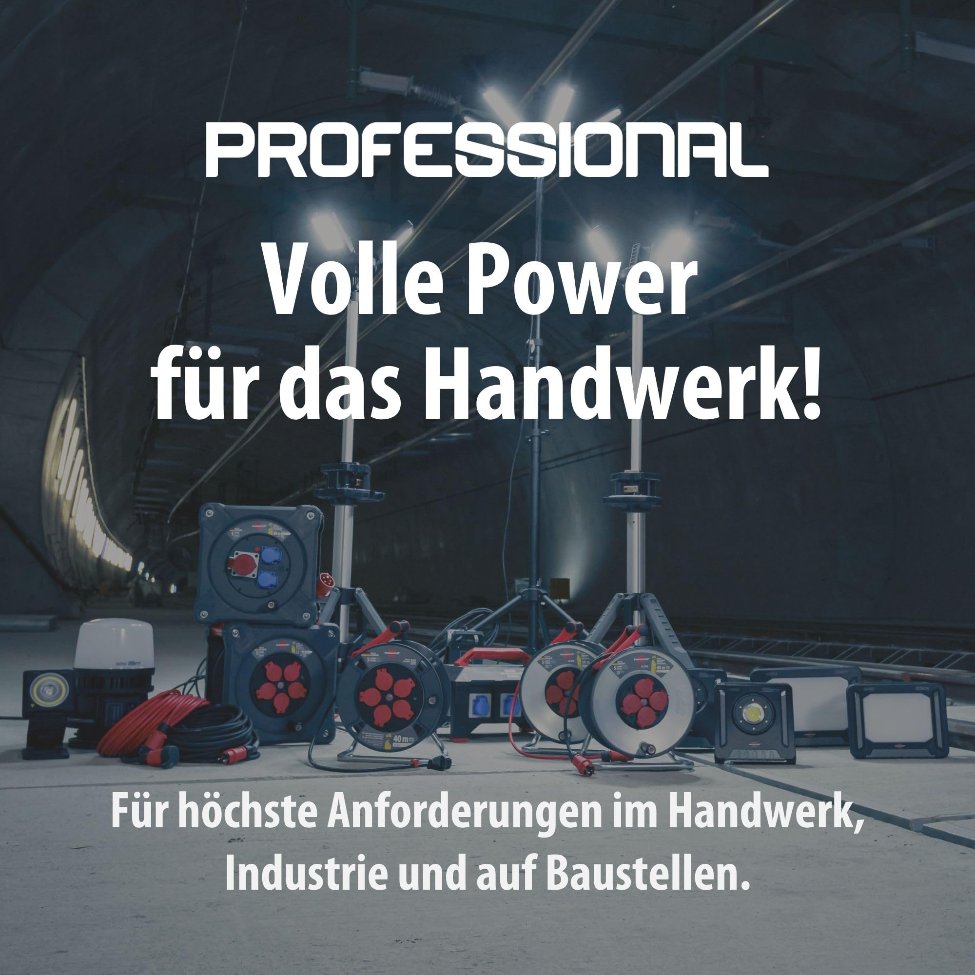 Brennenstuhl Professional Kabeltrommel 300 KU 4100 (40m Kabel in schwarz, aus Spezialkunststoff, Baustelleneinsatz und ständiger Einsatz im Außenbereich, Made in Germany)