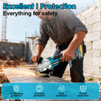 Akku Winkelschleifer 125mm, Flex Akku Winkelschleifer Set mit 2x 4.0Ah Akku, 1200W Bürstenloser Motor 4-stufige Regelung 10.500RPM, 10 Stk Schneidscheiben für Trennen, Schleifen & Bürsten