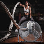 Senelux Bodenventilator - Chrome Gym Fan 30,5 cm Elektrischer tragbarer Lüfter für Zuhause/Fitnessstudio/Büro - 3 Geschwindigkeitsstufen mit Neigungsfunktion