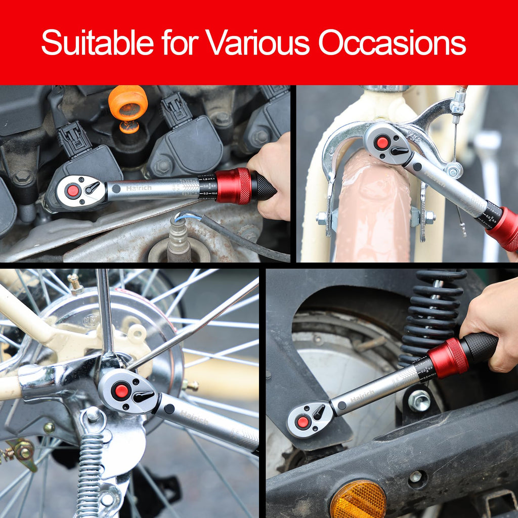 Hairich Drehmomentschlüssel Fahrrad 1/4 Zoll, 1-25Nm, 13-Teiliges Klein Torque Wrench Set, 72 Zähne Umschaltknarre, Ratschenkasten inkl. 10 cm Verlängerungsstange, Innensechskant und Torx Bits