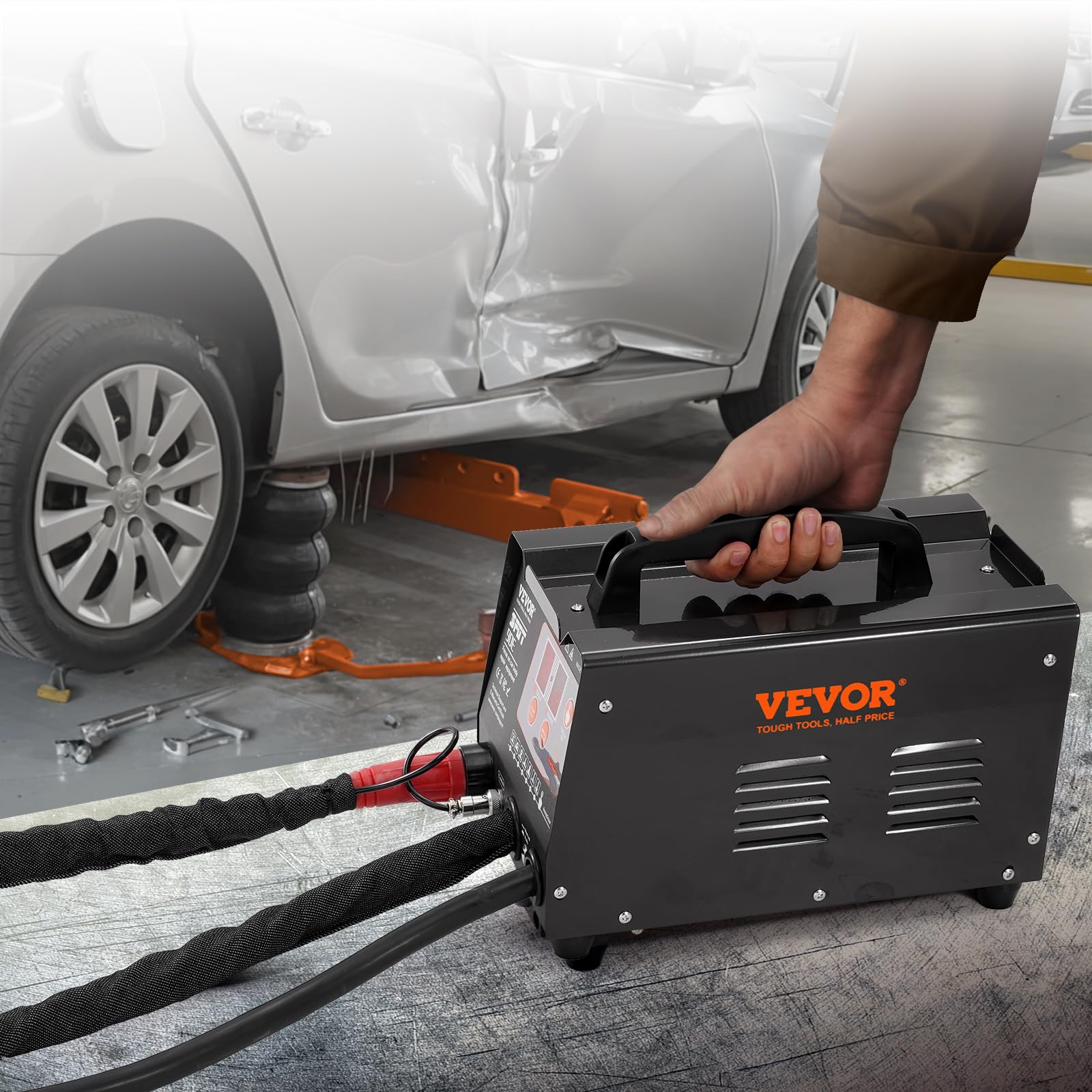 VEVOR Ausbeulspotter, 3kW, Dellenreparaturset mit 2 Schweißpistolen, automatisches/manuelles Schweißen & 7 Modi, Punktschweißgerät zur Dellenreparatur für Autokarosserie, Dellenzieher für Autos & LKWs