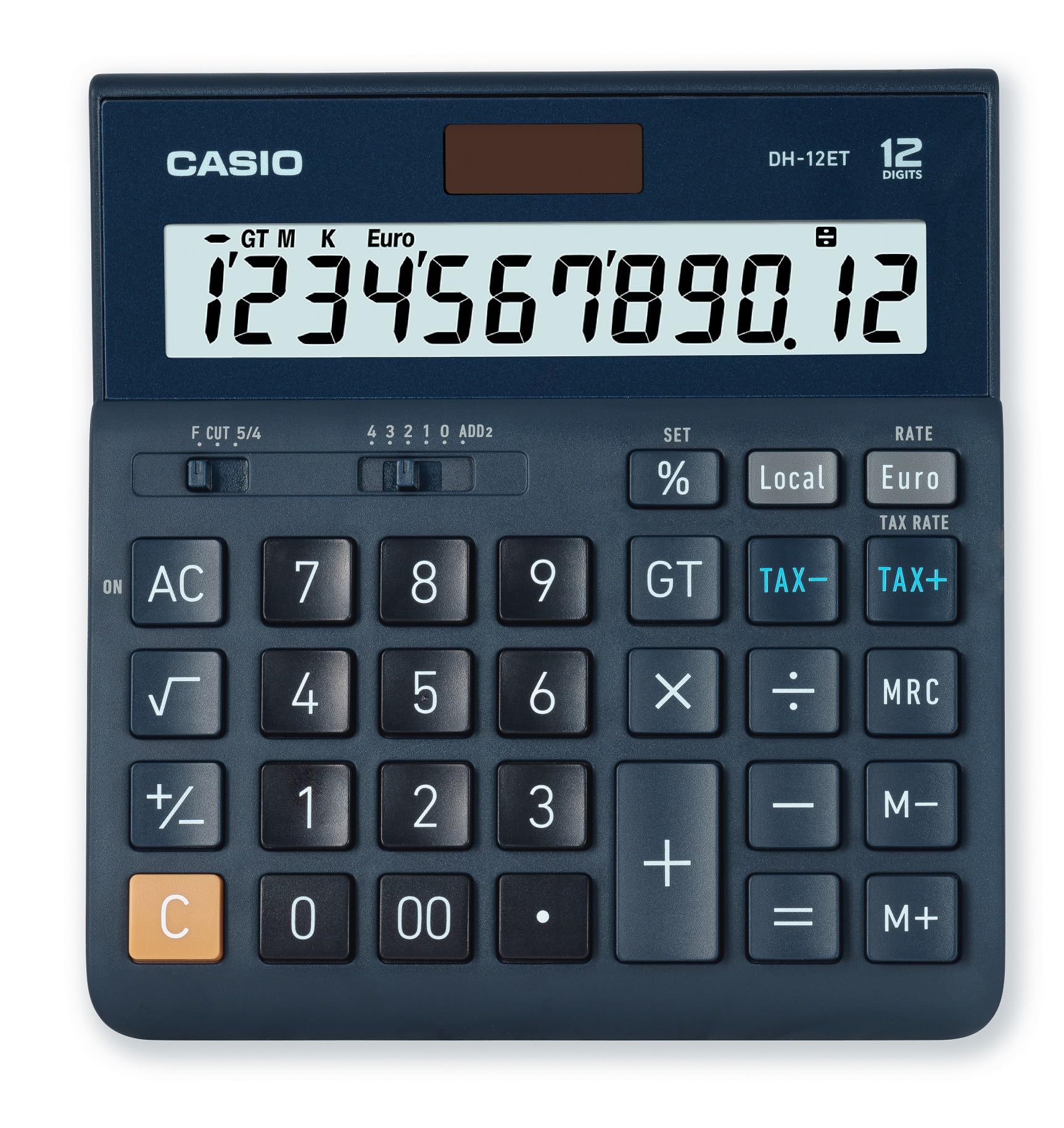 Casio Tischrechner DH-12ET 12-stellig Steuerberechnung Gesamtsummen-Speicher Solar-/Batteriebetrieb