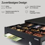 Safescan SD-4141 Standard-Duty Kassenschublade mit 4 Fächern für Banknoten und 8 für Münzen - Kassenlade mit RJ-12 Anschluss (z.B. Registrierkasse) - Solide Kassenschublade von 41,5 x 41,5 x 11,5 cm