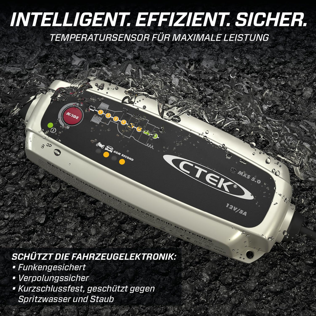 CTEK MXS 5.0 Batterieladegerät 12V Optimale Temperaturkompensation Automobil Motorrad