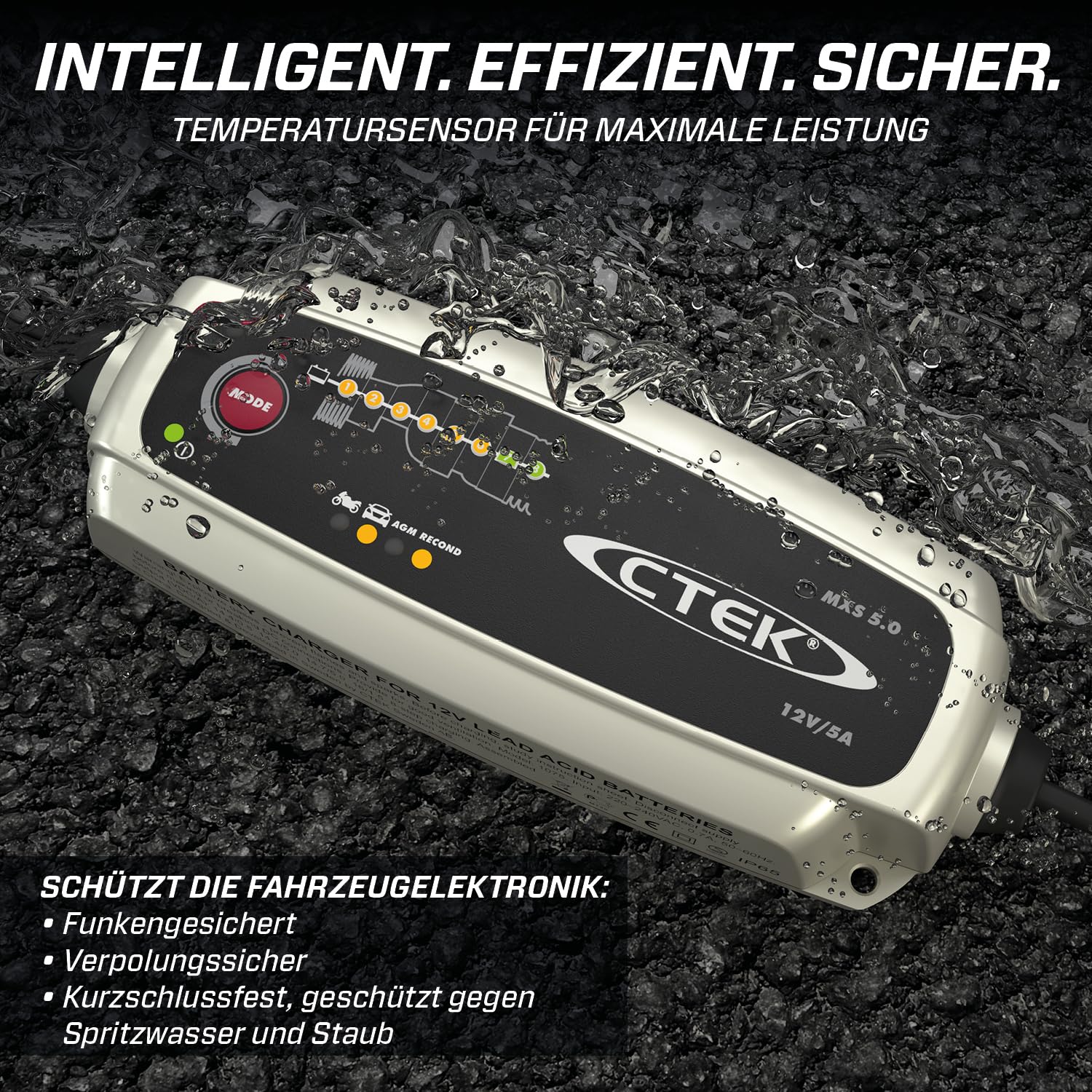 CTEK MXS 5.0 Batterieladegerät 12V Optimale Temperaturkompensation Automobil Motorrad