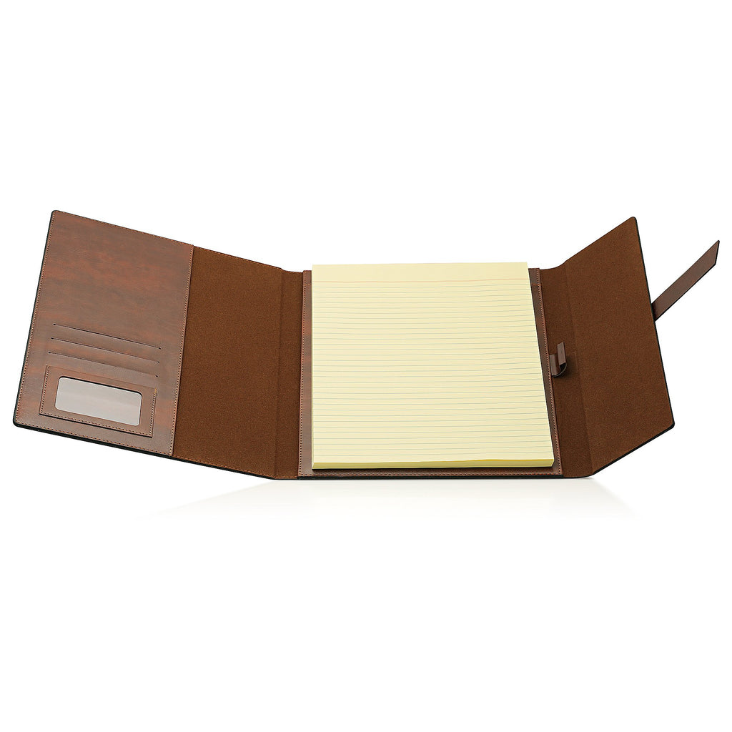 Gallaway Leather Padfolio-Ordner aus veganem Leder, schmal, Notizblockhalter, nachfüllbar, Business-Organizer, dunkle Schokolade