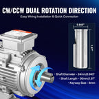 VEVOR 2,2 kW Elektromotor 2890 U/min, AC 400 V 4,7 A, 90 l, B3-Rahmen, Luftkompressormotor 3-phasig, 24 mm Keilwelle, Rechts-/Linkslauf für landwirtschaftliche Maschinen und allgemeine Geräte