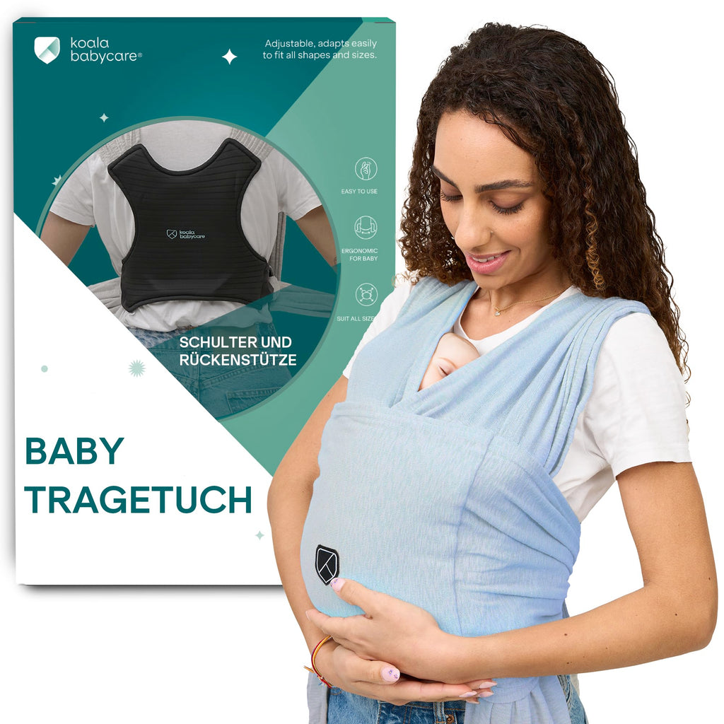 Koala Babycare Tragetuch Baby Neugeborene - Einfach Anzuziehen für Mütter und Väter - Babytrage Multi-Use Bis 9kg - Babytragetuch Blau