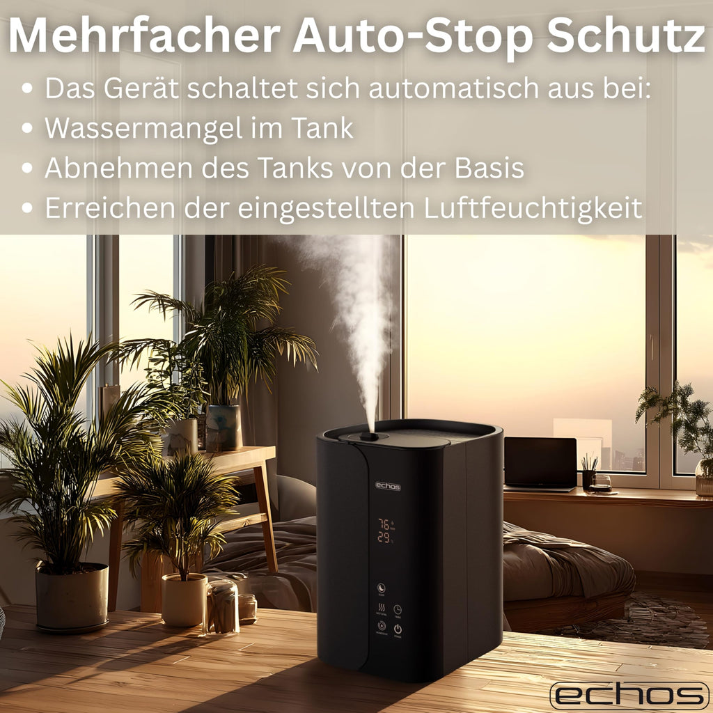 Steinborg® Luftbefeuchter 5 Liter Ultraschall Vernebler mit Fernbedienung Luftreinigungsgerät Luftreiniger Hygrometer LED-Touch-Display ultra leise leistungsstark 350ml/h Öl Aroma Fach Timer Auto-Stop