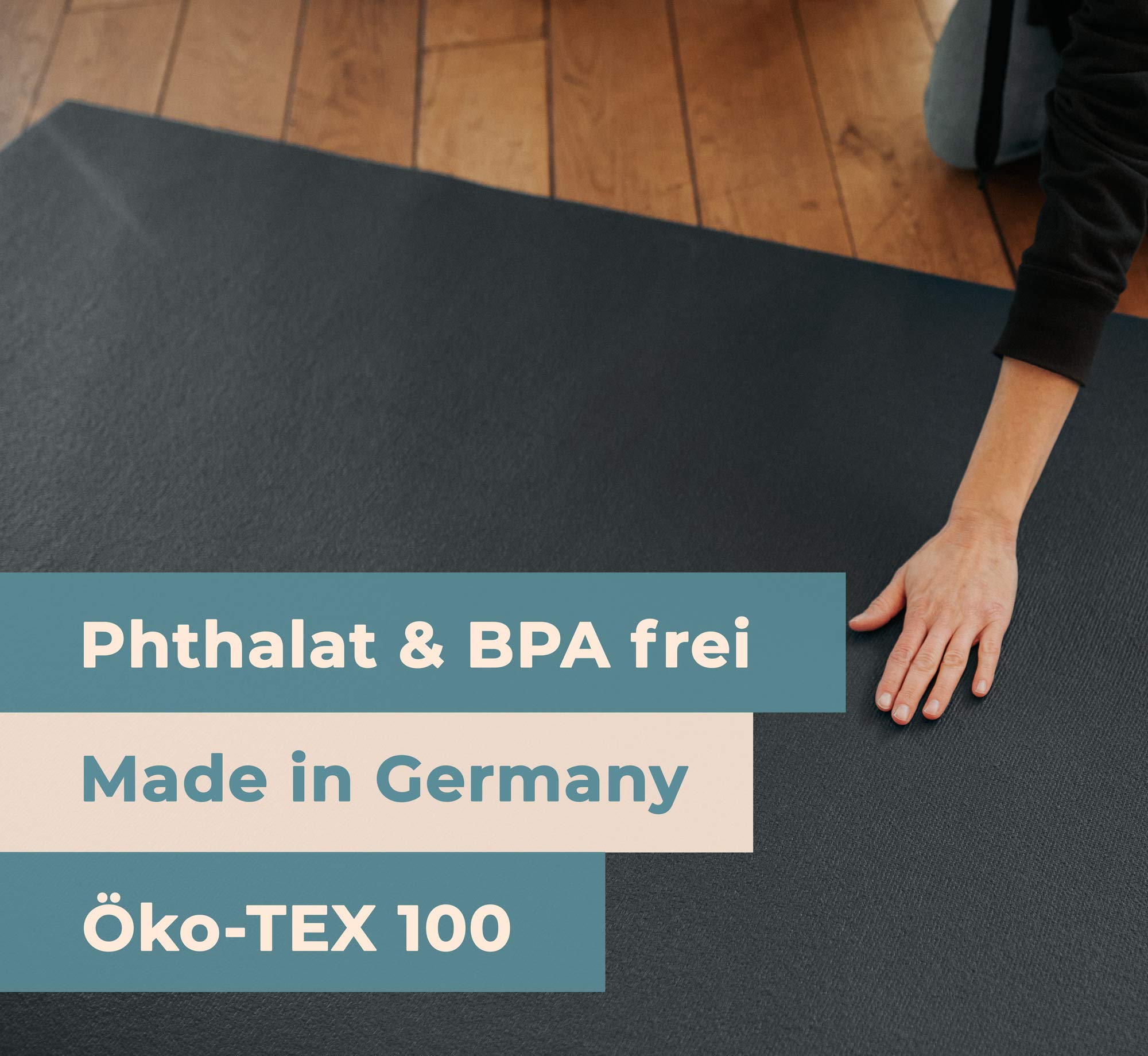 Sanosoft® Krabbelmatte Made in Germany, Öko-Tex Anti-Rutsch Krabbelunterlage - 120cm X 160cm Grau