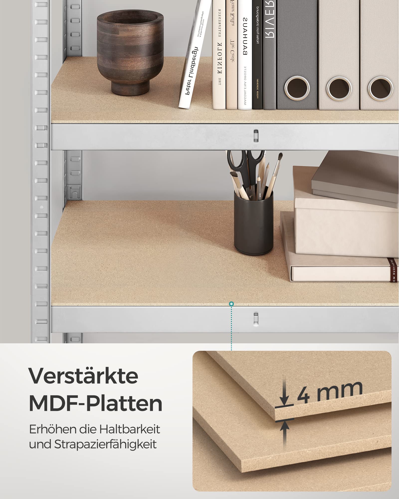 SONGMICS Schwerlastregal, 2er Set, Kellerregal, Lagerregal, 30 x 75 x 150 cm, Regal mit Stahlgestell, bis 650 kg belastbar, 5 verstellbare Ablagen, silbern GLR030E02