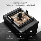 ATOMSTACK 12 W Laser graviermaschine, Gravurfläche 300 × 300 mm, Swift 12 W Serie Laserschneider, 0,01 mm hochpräzise Laser Cutter für Holz und Metall, dunkles Acryl, Leder (Schwarz, Swift-12W)