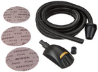 Mirka Roundy Kit Handblock mit Absaugung/Schleifklotz mit Klett inkl. 4m Absaugschlauch & 15 Stück Mirka Abranet Netzschleifscheiben Klett Ø 150mm Korn P120 P180 P240 / KIT00ROUND