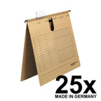 Original Falken 25er Pack Hängehefter UniReg. Made in Germany. Kaufmännische Heftung, aus Recycling-Karton für DIN A4 braun Blauer Engel ideal für die lose Blatt-Ablage im Büro und der Behörde
