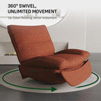 Softa Drehbarer Liegesessel, manueller Wippstuhl mit verstellbarer Beinstütze, Seitentaschen, gepolsterter Sitz und Rückenlehne, bequemes Liegesofa für Wohnzimmer, Orange