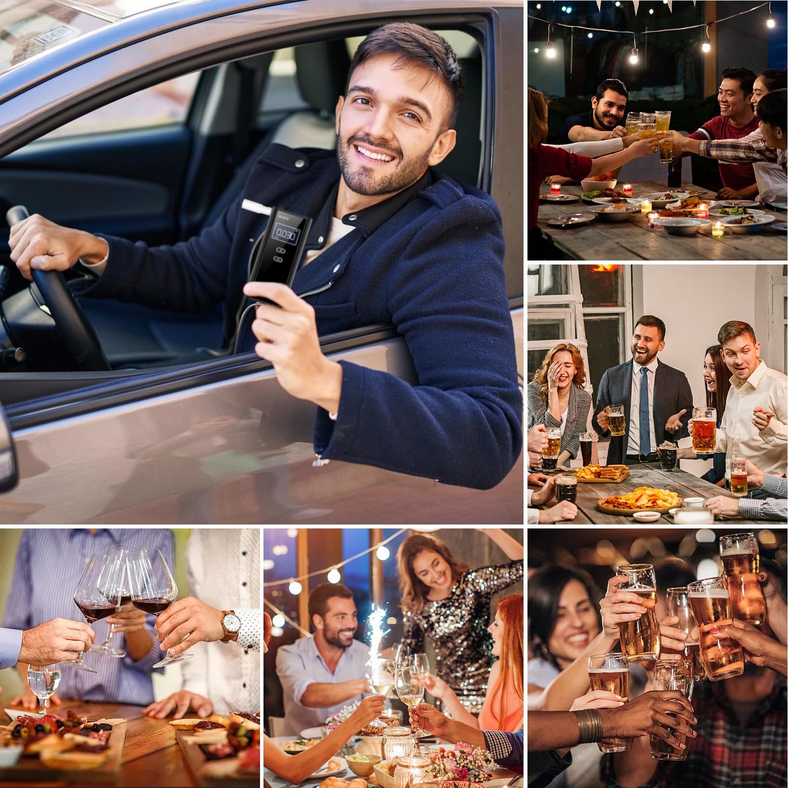 Milduall Alkoholtester Polizeigenau, Professioneller Alkoholmessgerät mit digitaler LCD-Anzeige Promillemessgerät Atemalkoholtester mit 10 Mundstücken, Gradgenauigkeit für Outdoor Patry