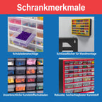 Akro-Mils 10126 26-Drawer Plastic Drawer Storage Cabinet for Garage Organization, Teacher Toolbox, Makeup Organizer, and More, 50.8 cm W x 15.24 cm D x 25.4 cm H, Red