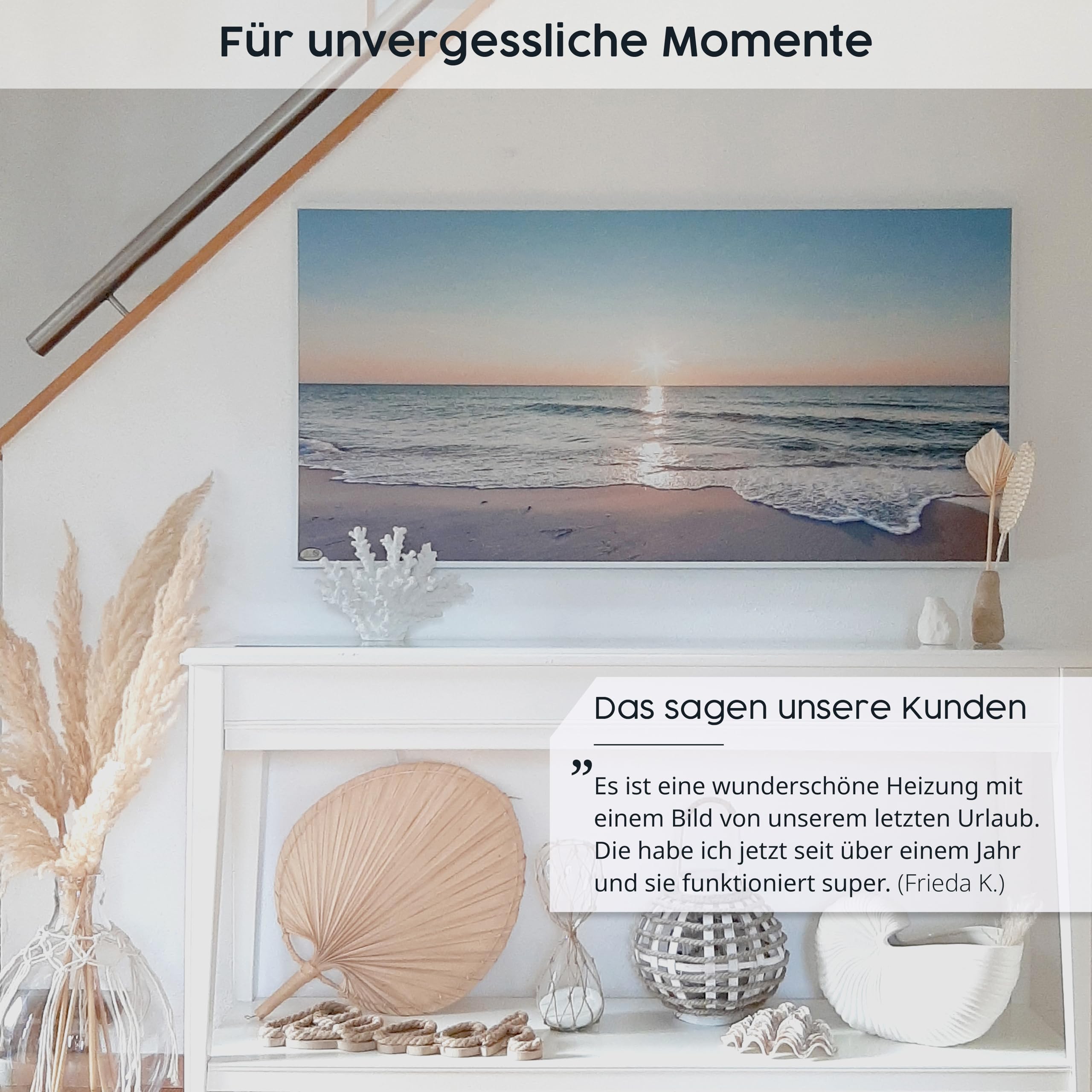 Könighaus Infrarotheizung mit Bild - 1200 Watt + Smart Thermostat & Könighaus APP - Energiesparende Infrarot Wandheizung mit Bildmotiv – TÜV SÜD - Weißer Rahmen (07. Schneelandschaft)