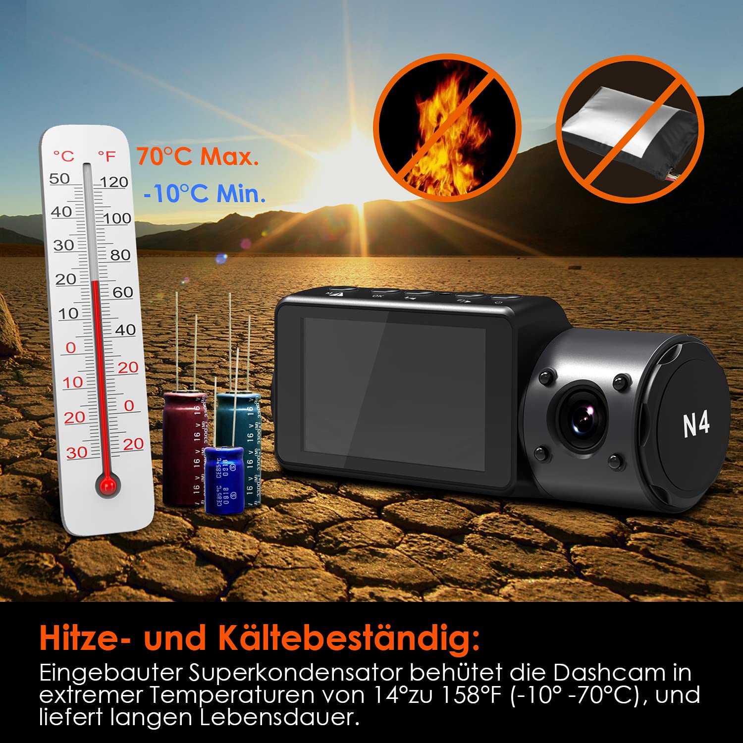 VANTRUE N4 3 Lens 4K Dashcam Auto 2.5K+ 2.5K+ 1080P vorne hinten innen, HDR/ 30FPS Kamera, 3 Channel Bewegungsüberwachung Dash Cam Infrarot Nachtsicht, 2.45” Hitzebeständig, Max 512GB