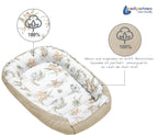 Medi Partners Babynest Nestchen für Neugeborene - 100x60x15 Babynestchen Baby zweiseitg Nest Bett 100% Baumwolle Waffel Kuschelnest tragbar (‎Safari mit beige Waffel)