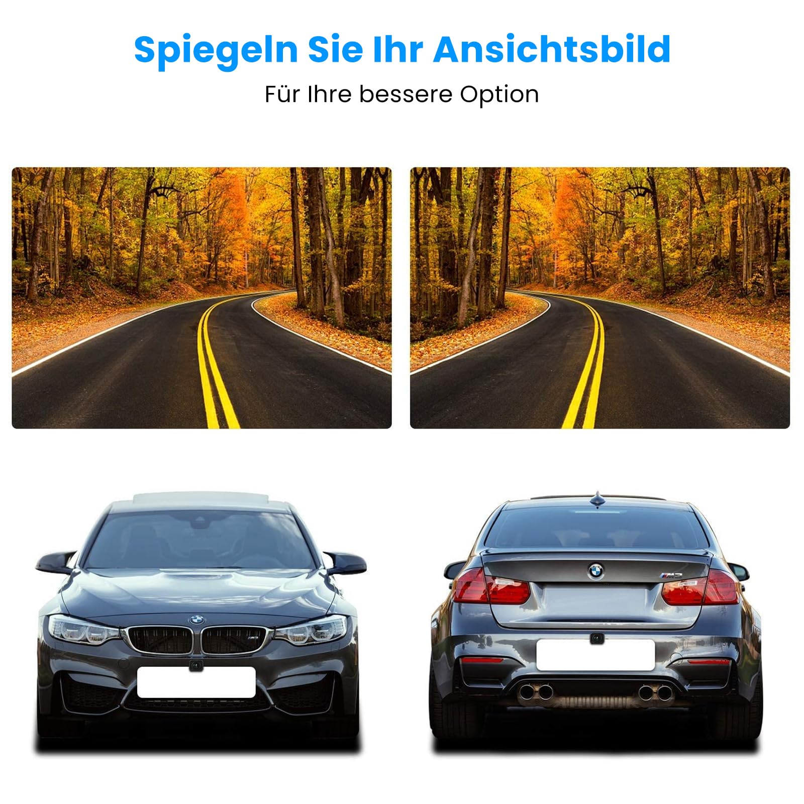 AUTO-VOX W7 5“ LCD Kabellos Digital Rückfahrkamera Set, mit eingebautem Funksender, Wireless Einparkhilfe, Wasserdicht IP68 Nachtsicht