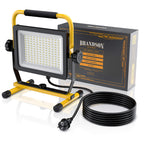 Brandson - 100W LED Baustrahler 144 SMD LEDs – Arbeitsleuchte – Bauscheinwerfer – Baulampe - Tragegriff 6000K – 10000 Lumen – 4 m Stromkabel – Metallgehäuse – IP65