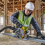 DEWALT XR 18V Bürstenloser 184mm Handkreissäge, Führungsschienen-kompatibel, 58mm Schnitttiefe, Werkzeuglose Einstellung, TSTAK Koffer, LED, AirLock Staubabsaugung, Solo-Gerät – DCS572NT-XJ
