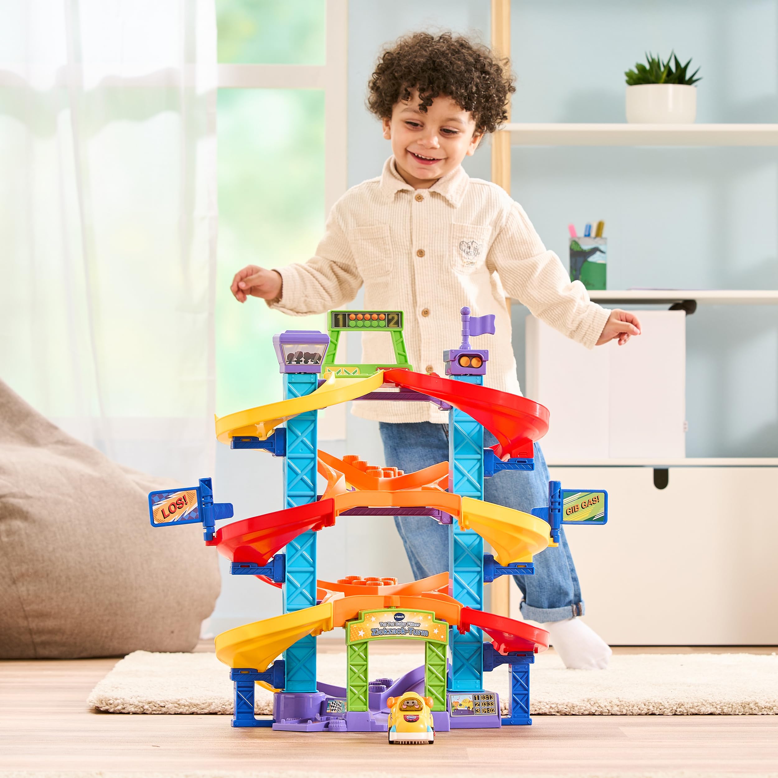 VTech Baby TUT TUT Baby Flitzer - Zickzack-Turm – Interaktives Spielset mit Rennwagen, Musik, spannenden Sätzen und Geräuschen – Für Kinder von 1-5 Jahren