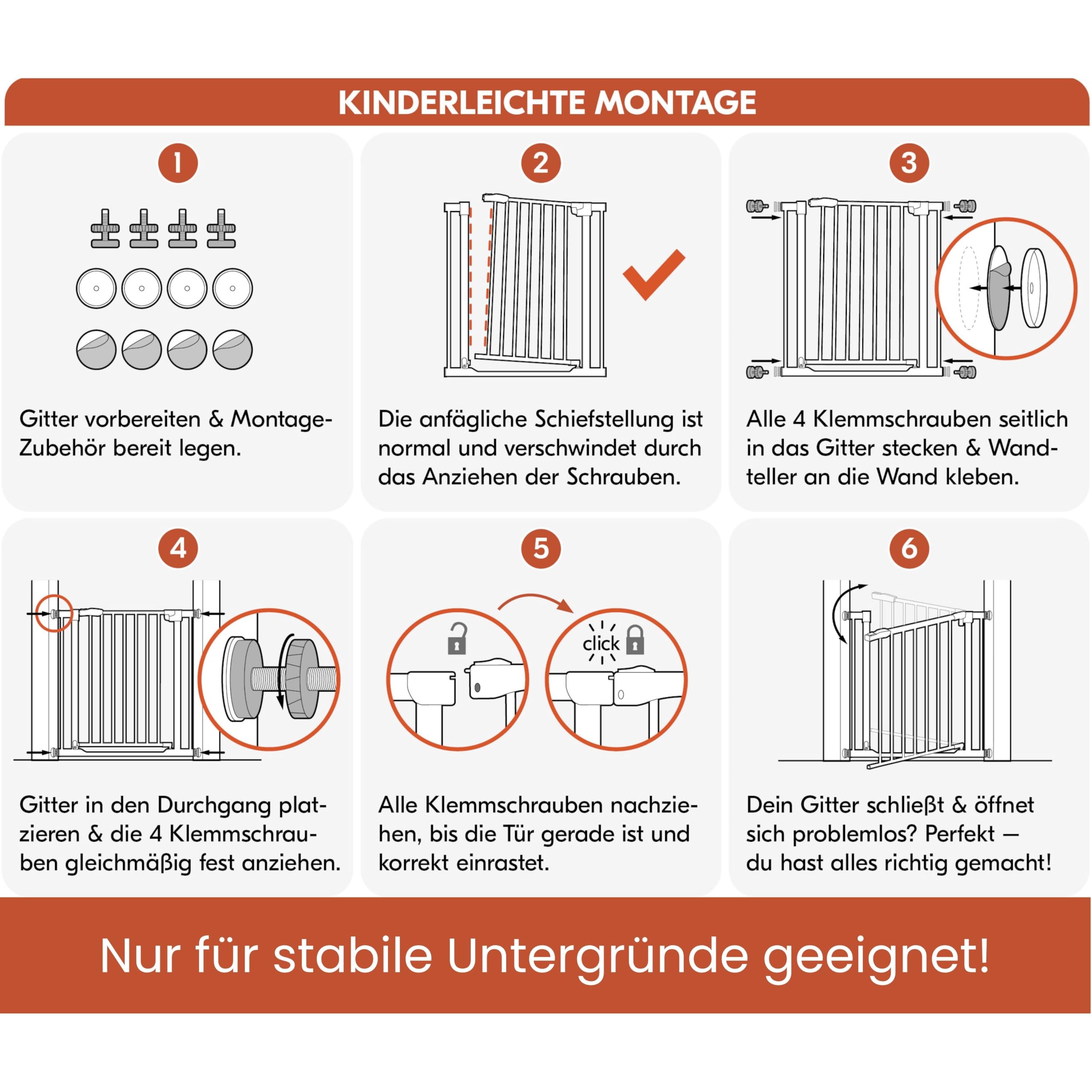 hauck Clear Step Autoclose 2, Weiß - Kinderschutzgitter Hundegitter Verstellbare Breite 75-80cm, 77cm Hoch, Selbstschließend, Flacher Einstieg, Beidseitige Einhand Öffnung, ohne Bohren