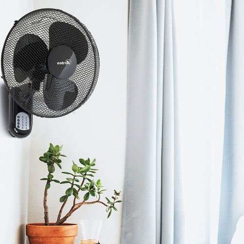 ARDES - Wandventilator mit 3 rotierenden Flügeln (40 cm), Fernbedienung, automatische Oszillation, einstellbarer Timer und 3 Geschwindigkeitsstufen, Wandventilator schwarz AR5W40R
