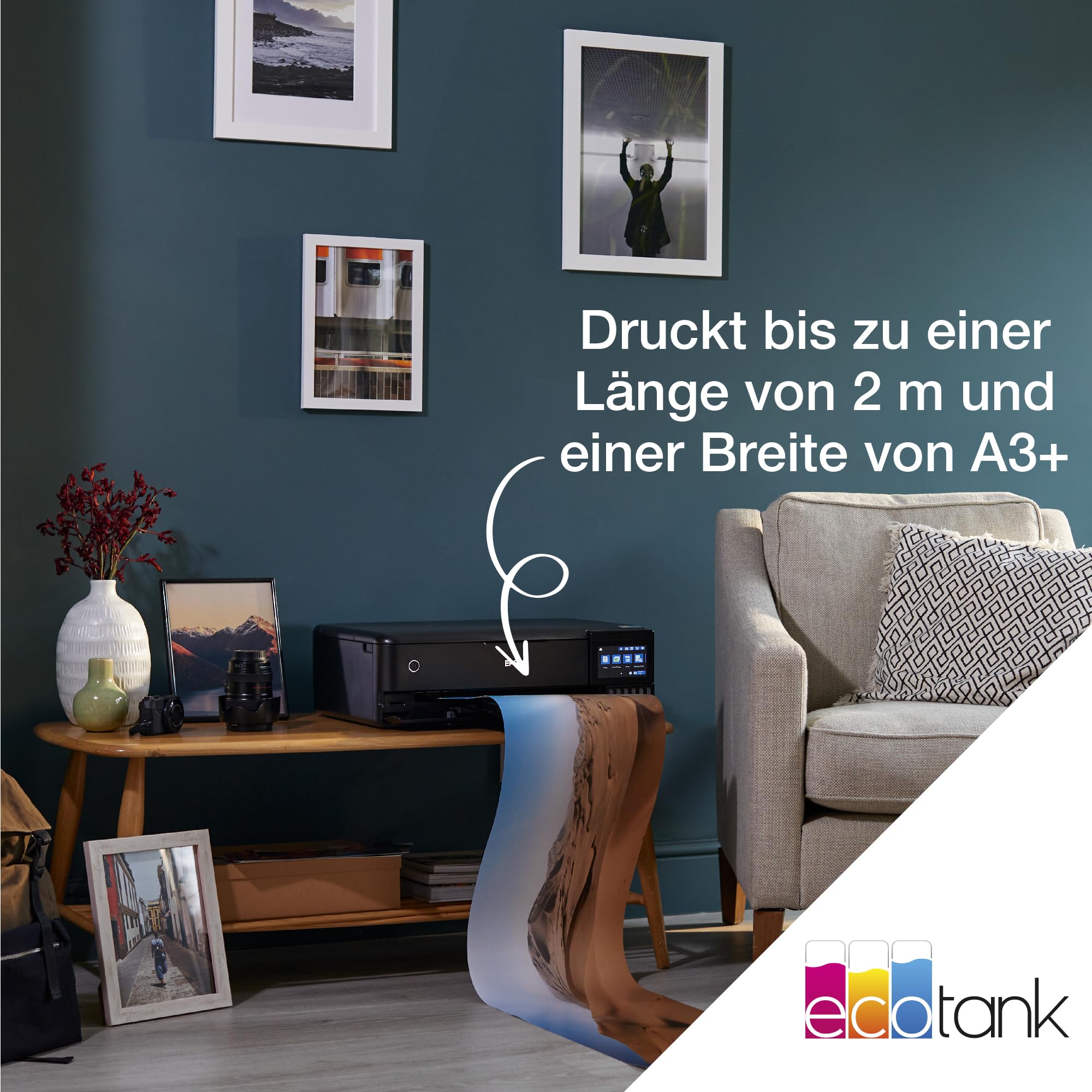 Epson EcoTank ET-8550 Fotodrucker für kreative Enthusiasten, ultrakomfortables A3+-Format, 6-Farb-Tinten, 5-Wege-Medienmanagement, Wi-Fi Direct und Ethernet, Touchscreen