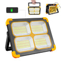 LED Baustrahler Solar 120W, Tragbar Arbeitsstrahler Akku mit 348 LED-Perlen 4 Modi, 10000 Lumen Arbeitsleuchte USB oder Solar Wiederaufladbare Ideal für Camping, Arbeit, Angeln, Schwarz
